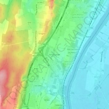 Mapa topográfico Ferme Galopin, altitud, relieve