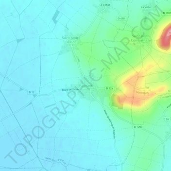 Mapa topográfico Pagnant, altitud, relieve