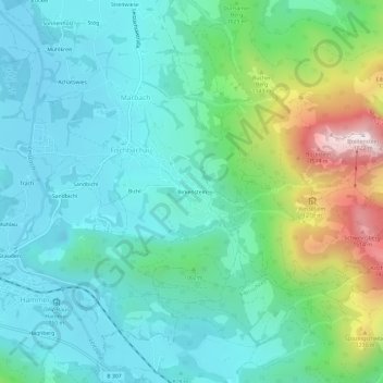 Mapa topográfico Birkenstein, altitud, relieve