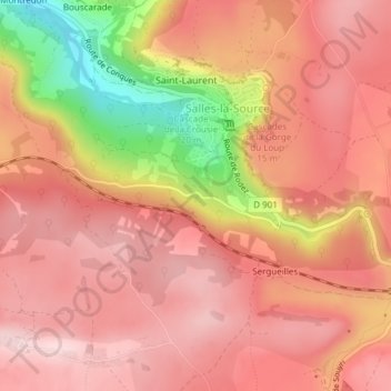 Mapa topográfico Le Mazes, altitud, relieve
