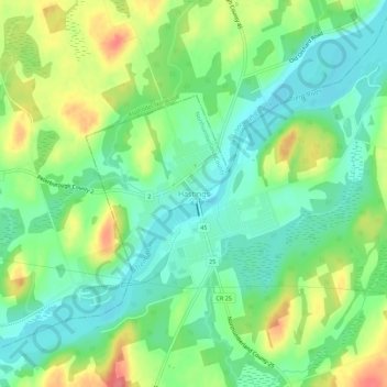Mapa topográfico Hastings, altitud, relieve
