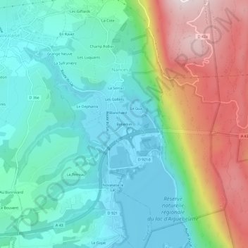 Mapa topográfico Bellemin, altitud, relieve