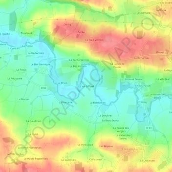 Mapa topográfico Le Val Giffard, altitud, relieve