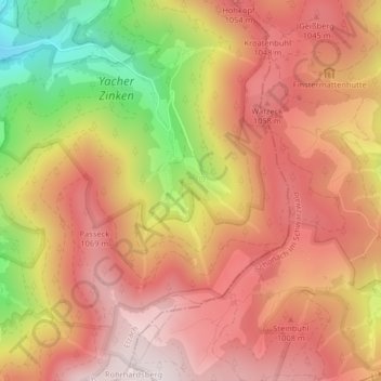 Mapa topográfico Siebenfelsen, altitud, relieve