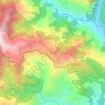 Mapa topográfico Askot, altitud, relieve