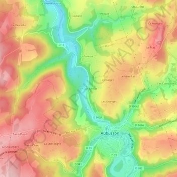 Mapa topográfico Le Got Barbat, altitud, relieve
