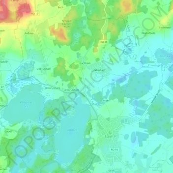 Mapa topográfico Meisham, altitud, relieve