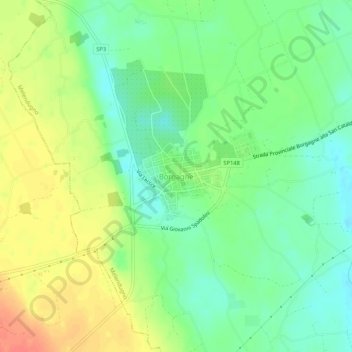 Mapa topográfico Borgagne, altitud, relieve