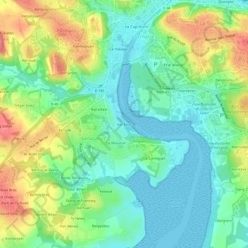 Mapa topográfico Ker Élise, altitud, relieve