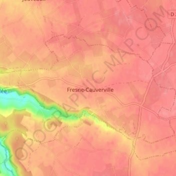 Mapa topográfico Fresne, altitud, relieve