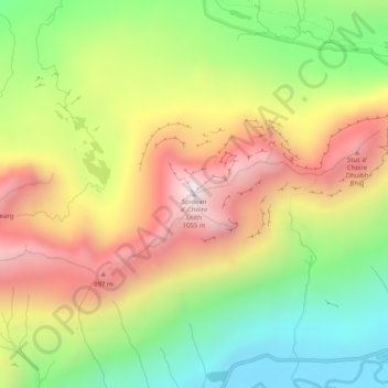 Mapa topográfico Spidean a' Choire Leith, altitud, relieve