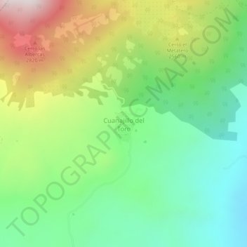 Mapa topográfico Cuanajillo del Toro, altitud, relieve