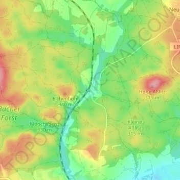 Mapa topográfico Seehof, altitud, relieve