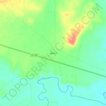 Mapa topográfico Algerita, altitud, relieve