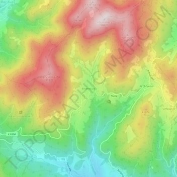 Mapa topográfico Endenburg, altitud, relieve