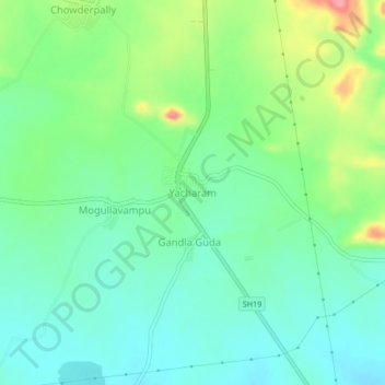 Mapa topográfico Yacharam, altitud, relieve
