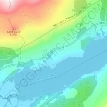 Mapa topográfico Morenish, altitud, relieve