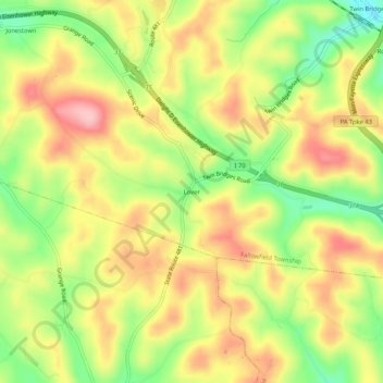 Mapa topográfico Lover, altitud, relieve