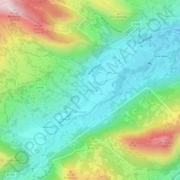 Mapa topográfico Marsous, altitud, relieve
