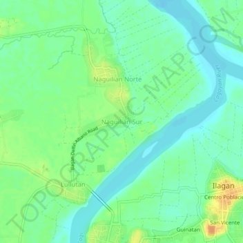 Mapa topográfico Naguilian Sur, altitud, relieve