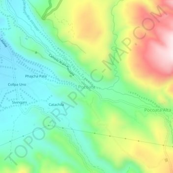 Mapa topográfico Pocoata, altitud, relieve