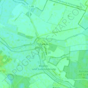 Mapa topográfico Sückau, altitud, relieve