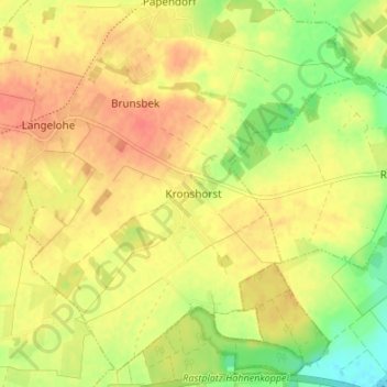 Mapa topográfico Kronshorst, altitud, relieve