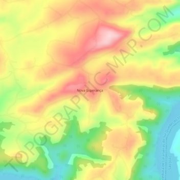 Mapa topográfico Nova Esperança, altitud, relieve