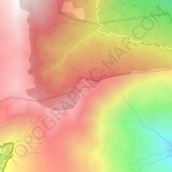Mapa topográfico Chatakpur, altitud, relieve