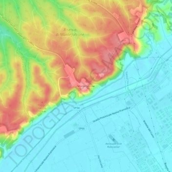 Mapa topográfico Montefalcone, altitud, relieve