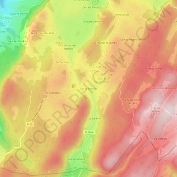 Mapa topográfico Sur la Semine, altitud, relieve