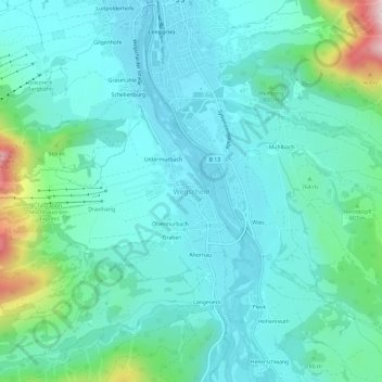 Mapa topográfico Wegscheid, altitud, relieve
