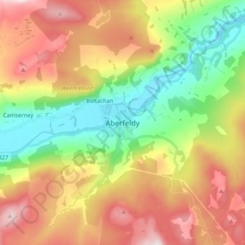 Mapa topográfico Aberfeldy, altitud, relieve