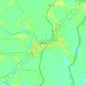 Mapa topográfico Tehatta, altitud, relieve