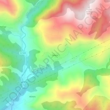 Mapa topográfico Calvera, altitud, relieve