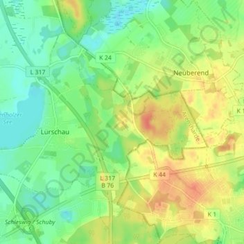 Mapa topográfico Falkenberg, altitud, relieve