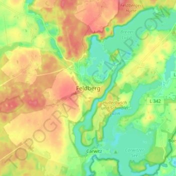 Mapa topográfico Feldberg, altitud, relieve
