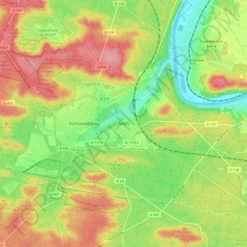 Mapa topográfico Avon, altitud, relieve