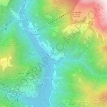 Mapa topográfico Vogorno, altitud, relieve