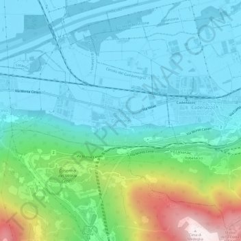 Mapa topográfico Contone, altitud, relieve