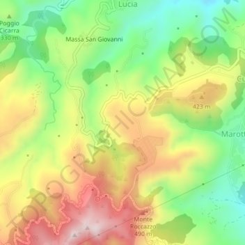 Mapa topográfico Campo Inglese, altitud, relieve