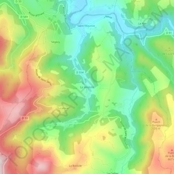 Mapa topográfico La Verdolle, altitud, relieve