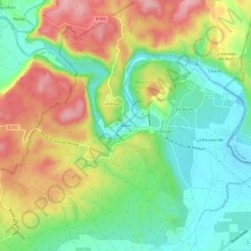 Mapa topográfico Mazet, altitud, relieve