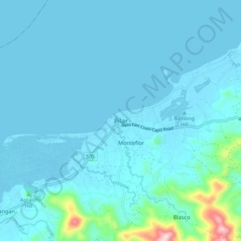Mapa topográfico Pilar, altitud, relieve