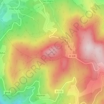 Mapa topográfico Rez-de-Sol, altitud, relieve
