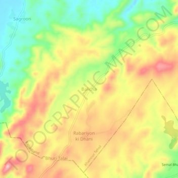 Mapa topográfico Balicha, altitud, relieve