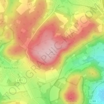 Mapa topográfico Füsselberg, altitud, relieve