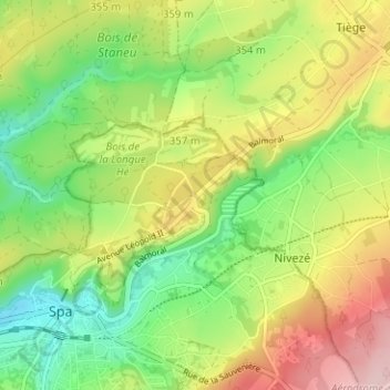 Mapa topográfico Balmoral, altitud, relieve