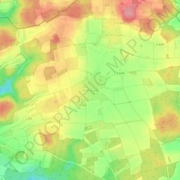 Mapa topográfico Feldhausen, altitud, relieve