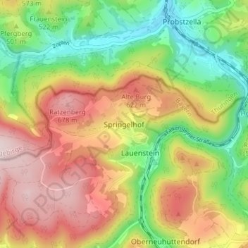 Mapa topográfico Springelhof, altitud, relieve